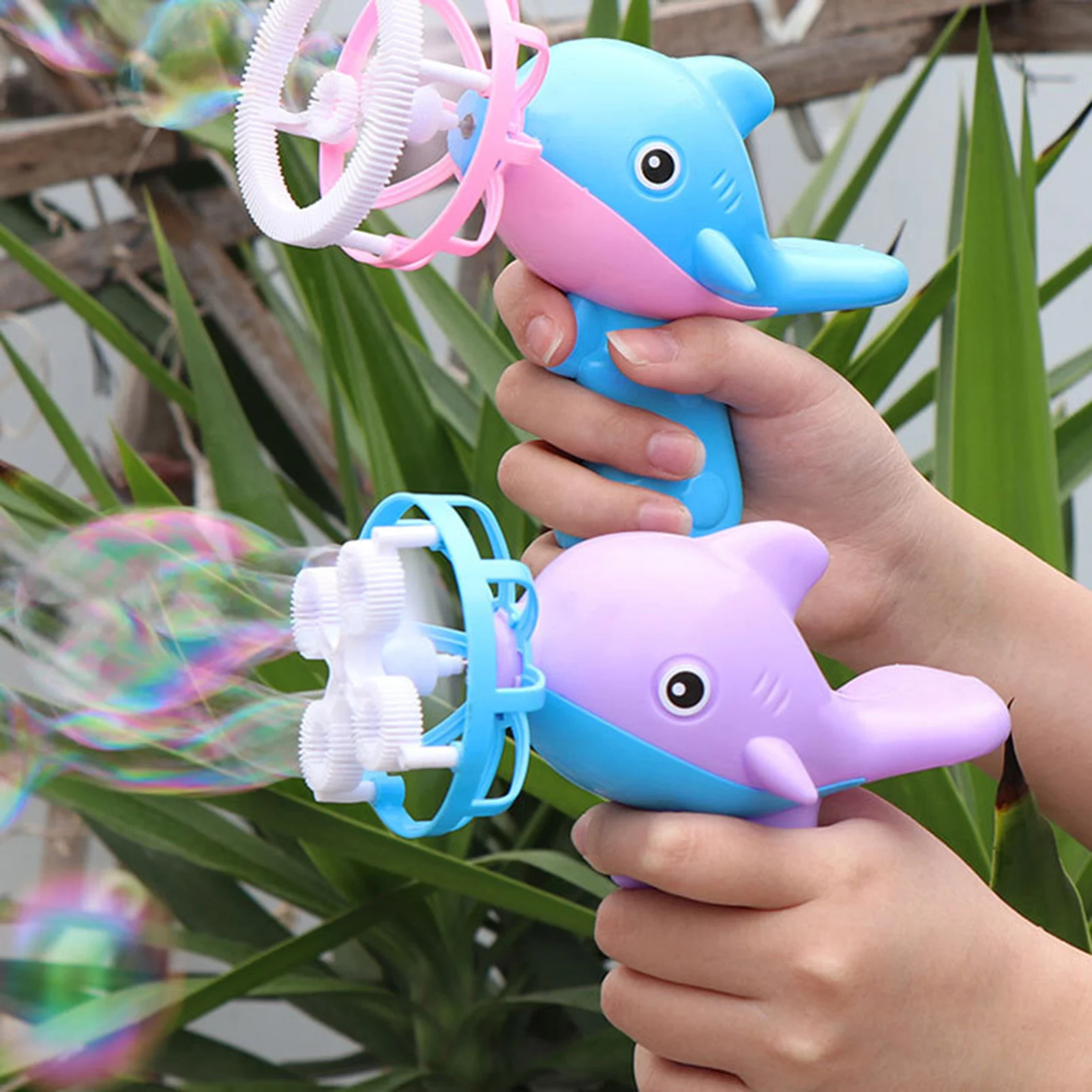 

Funny Magic Bubble Blower Machine Electric Automatic Bubble Maker Gun with Mini Fan Kids Outdoor Toys Wedding Supplies