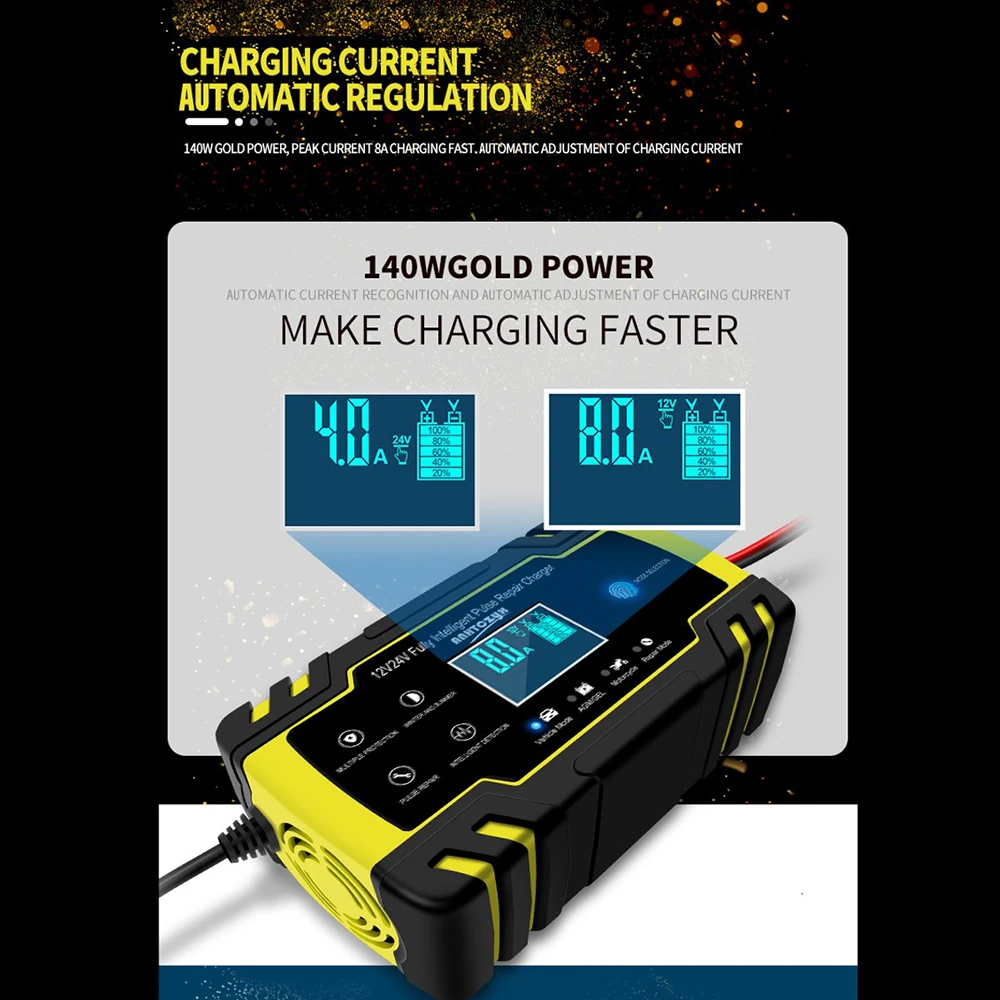 Интеллектуальные автомобильные аккумуляторы 12V 8A/24 V 4A свинцово Кислотное