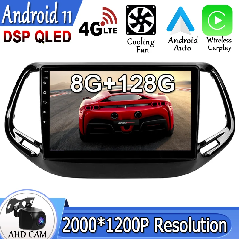 

10.1 Inch Android 11 For Jeep Compass 2 2016 2017 2018 Car Video Stereo Multimedia Player Navigation Wireless Carplay GPS