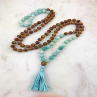 8mm amazonite 108 buddha gemstone beads tassels bracelets practice thanksgiving day bohemia national style lucky healing yoga
