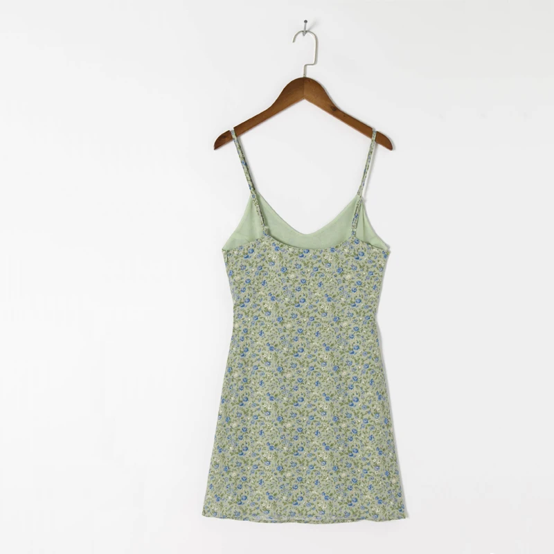 

Summer women's casual flower print slim-fit suspender dress