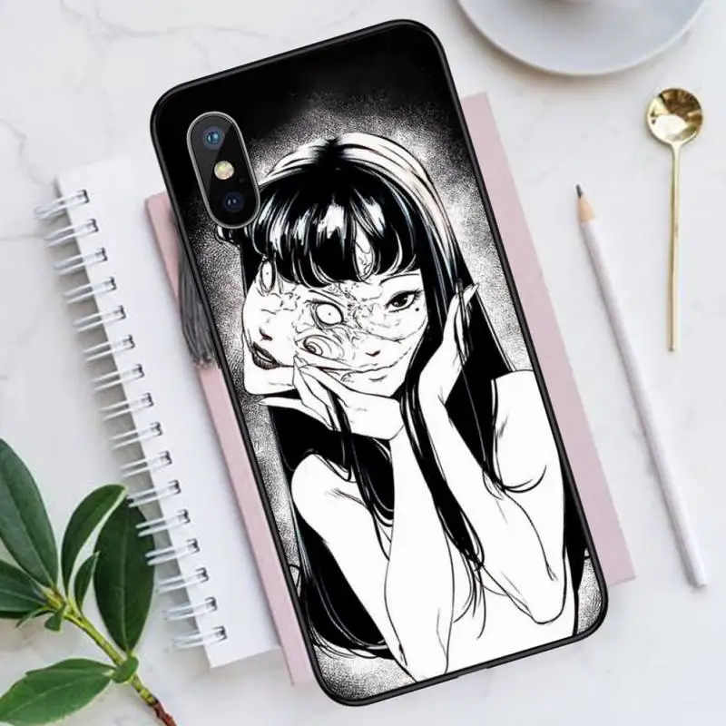 

Junji Ito Tees Horror pattern Phone Case for iPhone 11 12 pro XS MAX 8 7 6 6S Plus X 5S SE 2020 XR Luxury brand shell