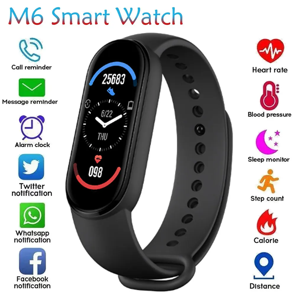 

NewHot M5 M6 Men Women Smartband Bracelets IP67 Waterproof Fitness Tracker Pedometer Heart Rate Blood Pressure Monitor Wristband