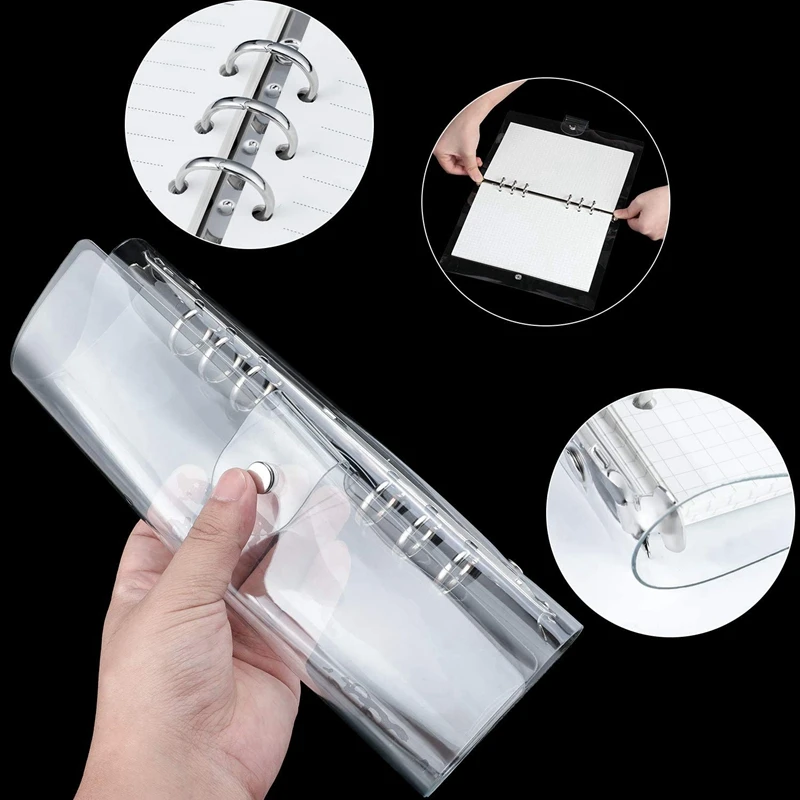 

3 Pack A5 Transparent PVC 6 Holes Binder Notebook Cover,Refillable Notebook Binder Cover Protector(Paper Not Included)