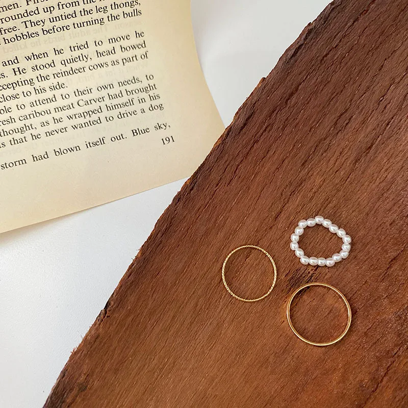 Комплект женских колец из искусственного жемчуга и бусин | Украшения аксессуары