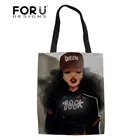 Женские сумки для покупок FORUDESIGNS, черные женские сумки на плечо artтрян для девочек, многоразовые сумки для покупок для женщин, сумки для книг для подростков