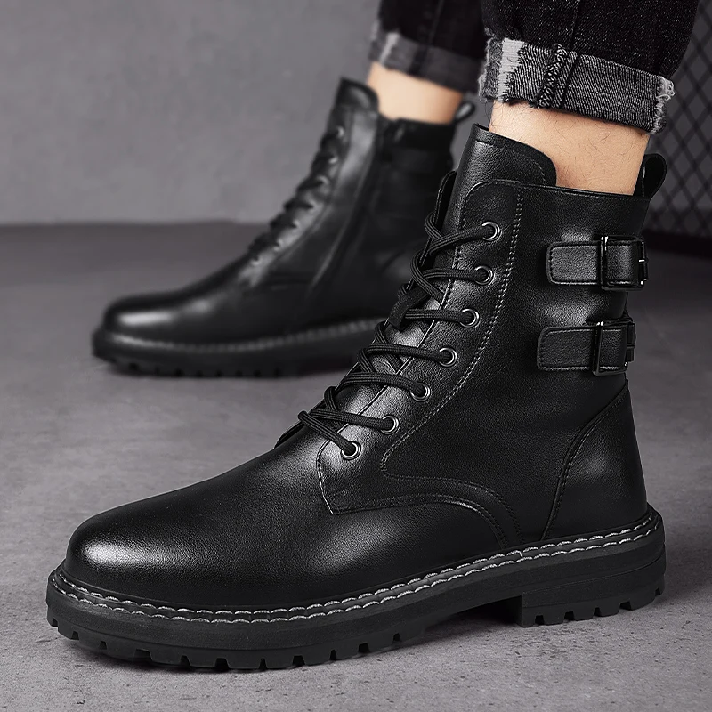 

New Trend Army Military Men Boots Black Mens Fashion Boots Top Quality Military Combat Boots For Man Designer Casual Shoes Mens