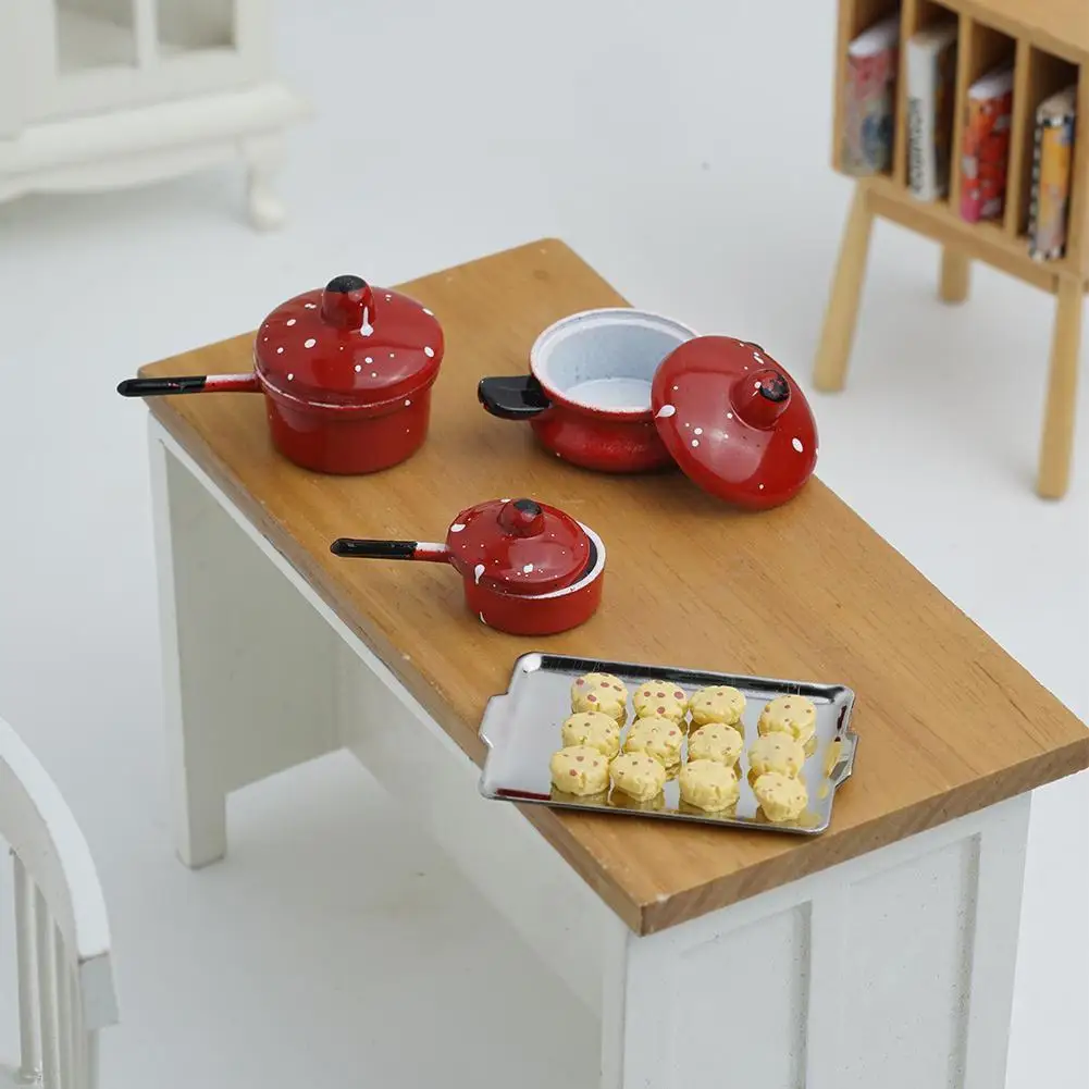 

Miniature DIY Resin Crafts Dessert Plates Gardening Pots Accessories Tools Red Doll Decoration K9U3