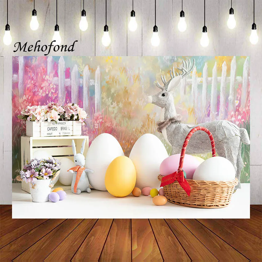 

Фон для фотосъемки Mehofond весенний Пасхальный Сад Цветочный забор яйца кролик детский портрет декорация фон реквизит для фотостудии