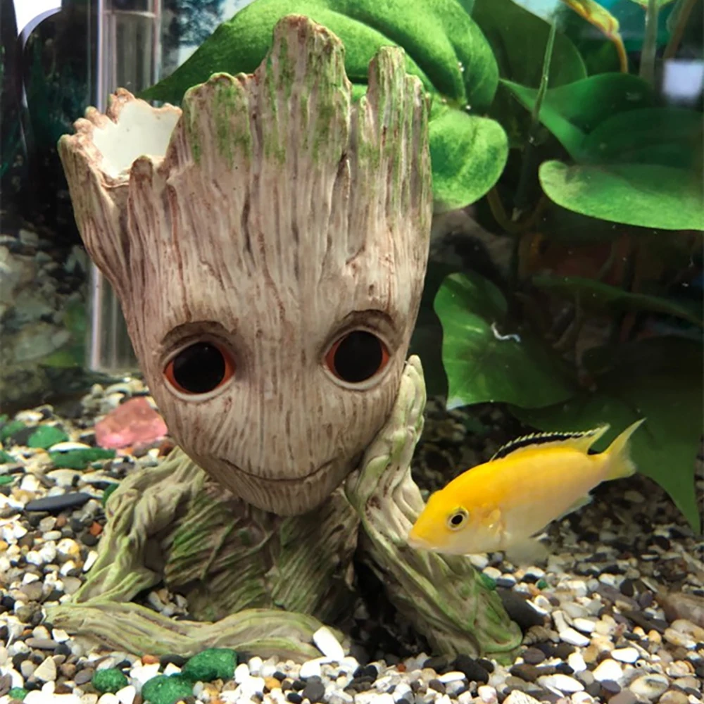 

7 style Cute Cartoon Tree Man Aquarium Ornament Resin Fish Tank Cave Stone Decoration Plant Flower Pot Bonsai Garden Home Decor