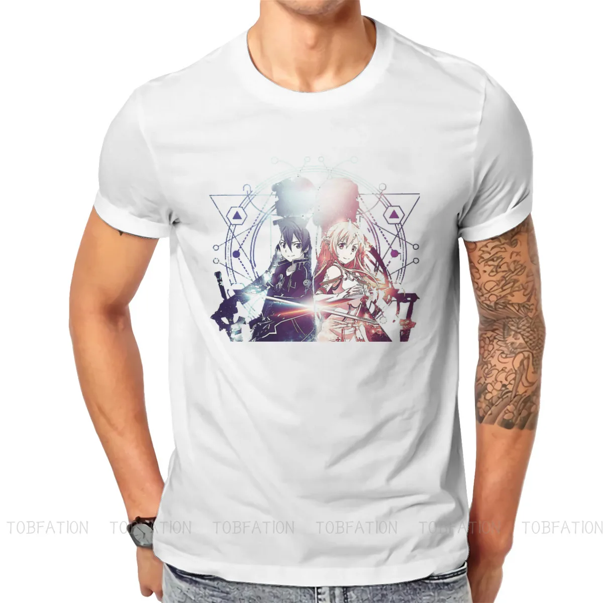 Меч искусство онлайн стиль футболка меч высшее качество Новый дизайн