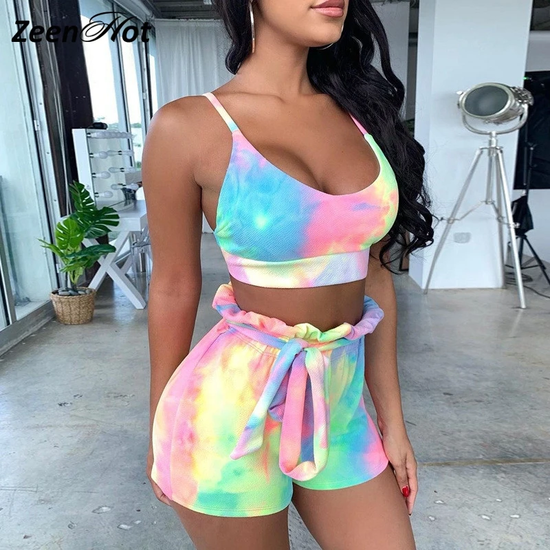 Комплект из двух предметов с модным принтом повседневный костюм пупком новый топ