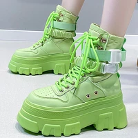 women casual shoes high top rimocy green punk chunky platform shoes for ladies autumn winter gothic vulcanized shoes