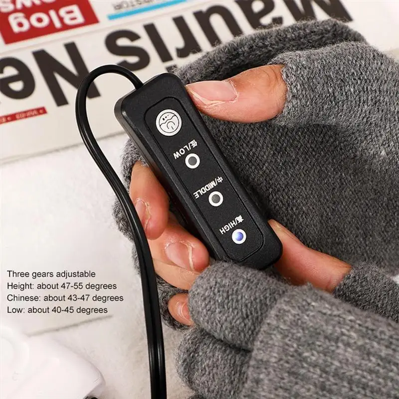 USB Heated Gloves Knitted With 3 Levels Adjustable Full Half Hands Heating Winter Warm Laptop Hand Warmer |