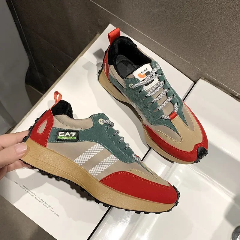 

Women Platform Sneakers Platform 2021 Fashion Spring Breathable and Comfortable Running Casual Couple Sneakers Red Chunky Shoes