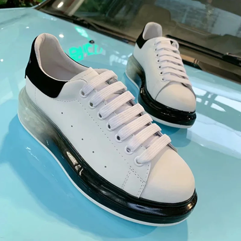 

Women Sneakers Luxury Design Clear Bottom Women Casual Shoes Platform Wedges Lace Up Flats Trainers Shoes Flats