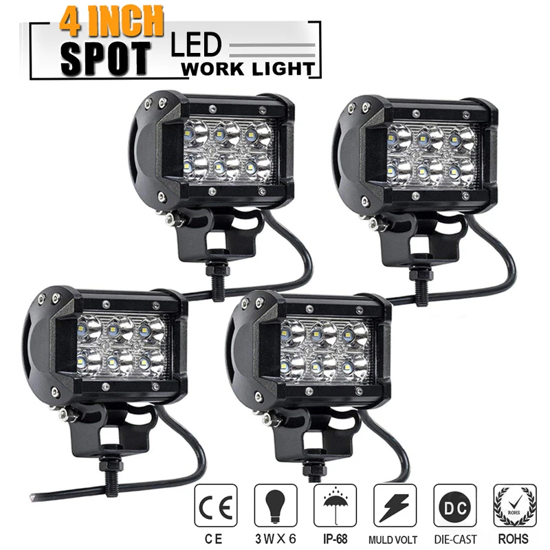 4 шт. дюйма 72 Вт Светодиодный светильник для работы точечный Точечный s