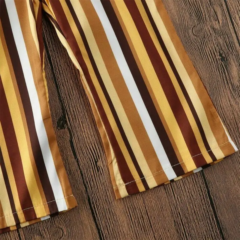 2020 одежда для маленьких девочек Комбинезон в полоску с поясом сарафан без