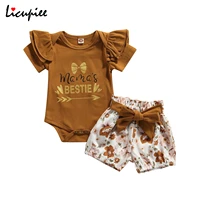 0 24 months letter babys sets 3pcs baby summer outfits girls letters short sleeves romper floral shorts waist belt toddler