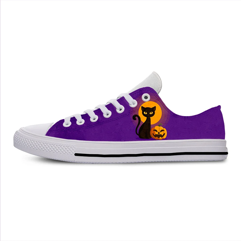

Anime Cartoon Cat Halloween pumpkin Cute Funny Casual Cloth Shoes Low Top Lightweight Breathable 3D Print Men Women Sneakers