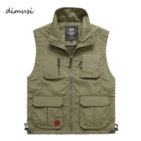 dimusi mens vests quick dry breathable multi pocket mesh vest sleeveless jackets man outwear fishing waistcoats brand clothing