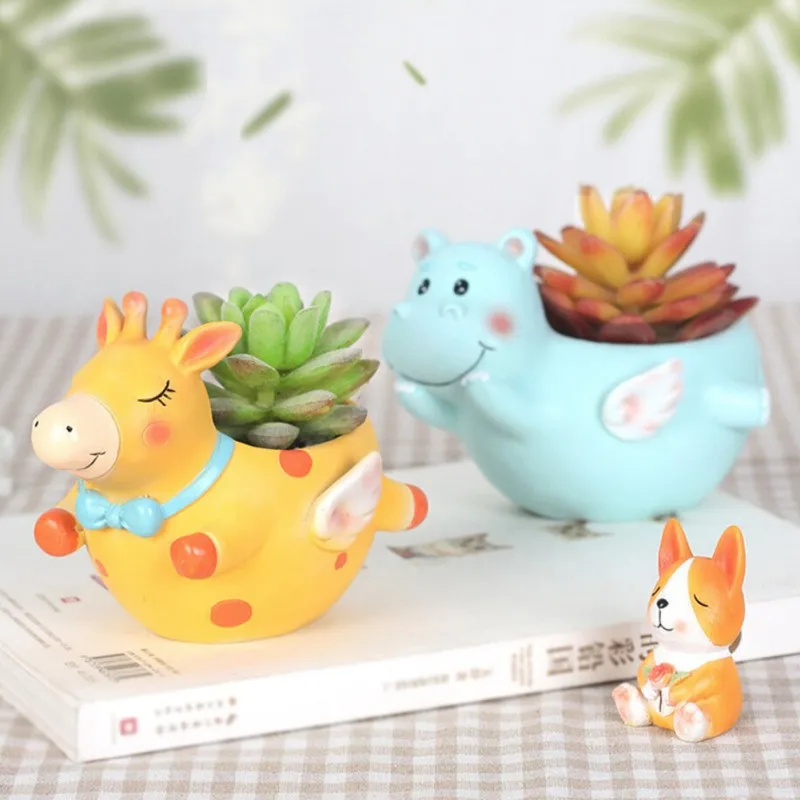 Креативный цветочный горшок мультфильм олень кашпо щенок Смола горшки для