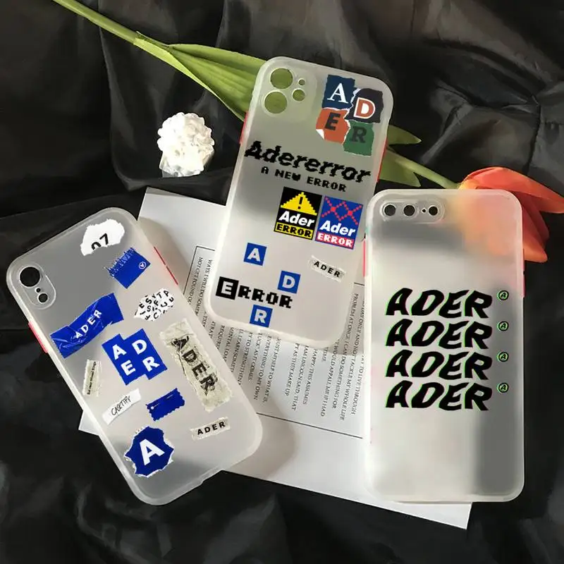

Korean Street Fashion ADER Phone Case For iPhone 12 11 Mini Pro XR XS Max 7 8 Plus X Matte transparent White Cover