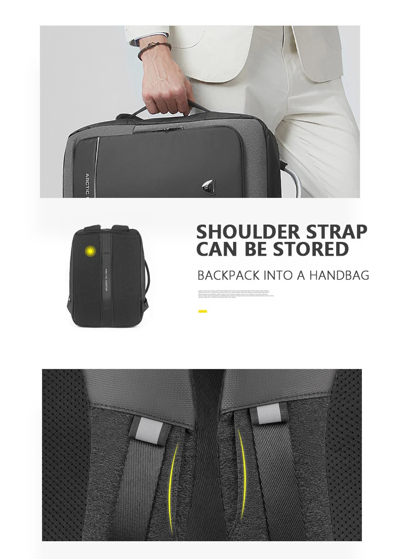 ARCTIC HUNTER 40L большой емкости мужские расширяемые рюкзаки usb зарядка Мужские 17 дюймов сумки для ноутбука Водонепроницаемый Бизнес Дорожная сумка