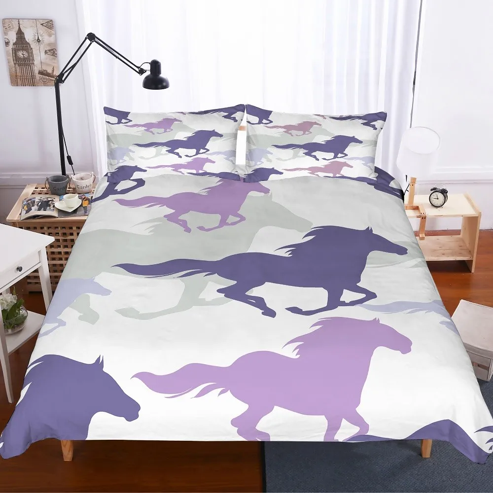2/3 шт. лошадь Постельное белье для бега с принтом животных комплект