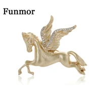 funmor fantasy horse with wing brooches enamel pins crystal animal jewelry women girls sweater dress accessories banquet gifts