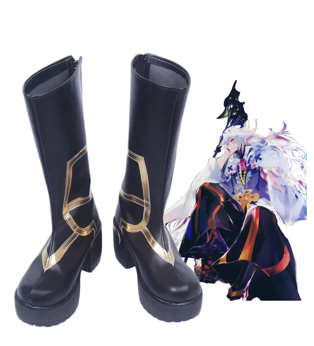 

Fate Grand Order FGO Caster Merlin Cosplay сапоги на высоком каблуке, изготовленные на заказ