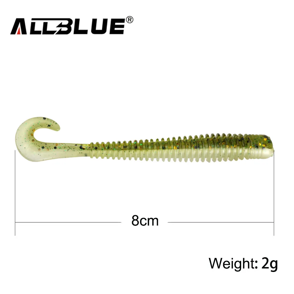 ALLBLUE DOMI одинарная Мягкая приманка с хвостом 2 г/80 мм 8 шт./партия Червячные грубы силиконовая приманка isca Искусственный бас снасти