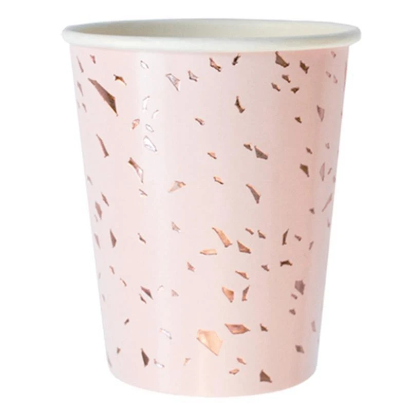 Чернильные зеленые одноразовые вечерние тарелки розовые линии