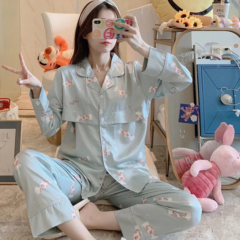 Пижама для кормящих мам ночная рубашка грудного вскармливания одежда сна