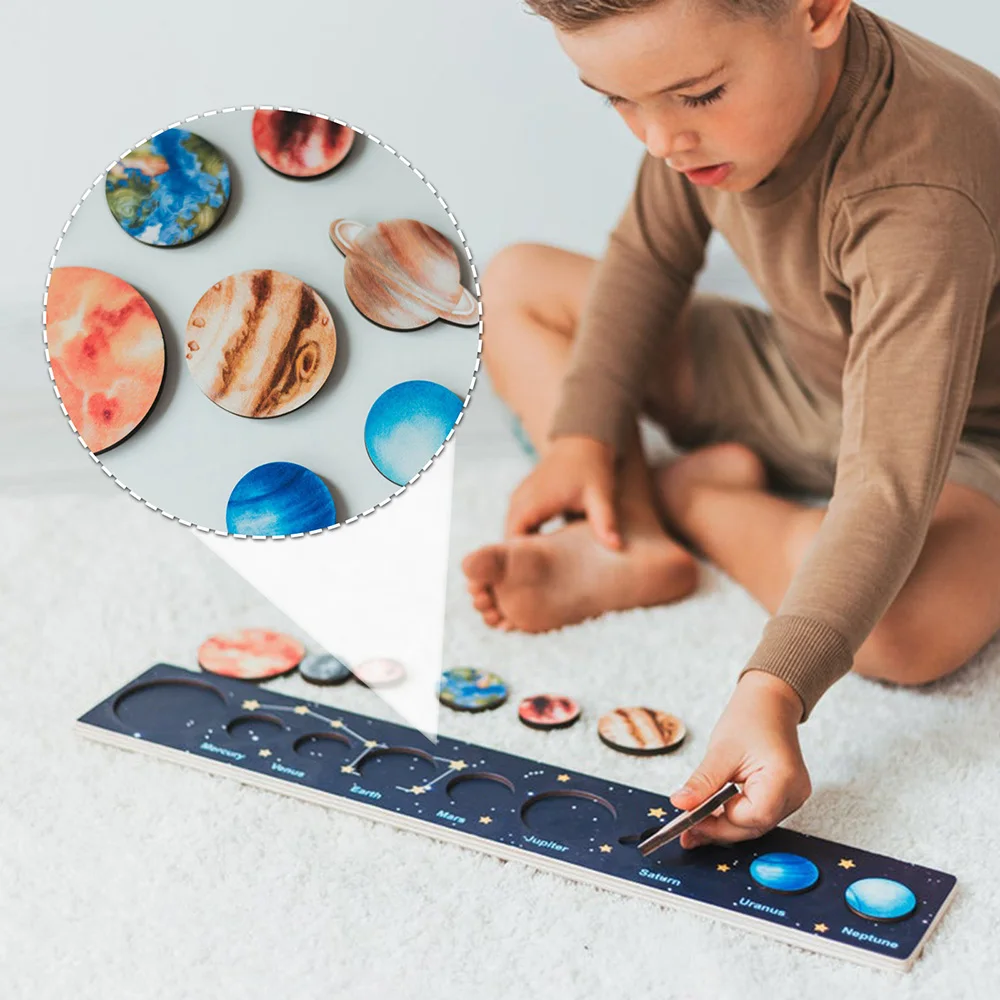 Деревянная головоломка-планета, головоломка с солнечной системой, игра-пазл, деревянные поделки, Детская игра-пазл, рождественский подарок