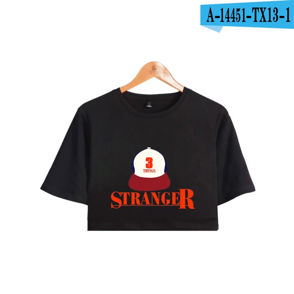 black Футболка для девочек, футболки с пупками, короткие футболки Harajuku, сексуальные модные летние топы с открытым животом, футболки для женщин - Цвет: black