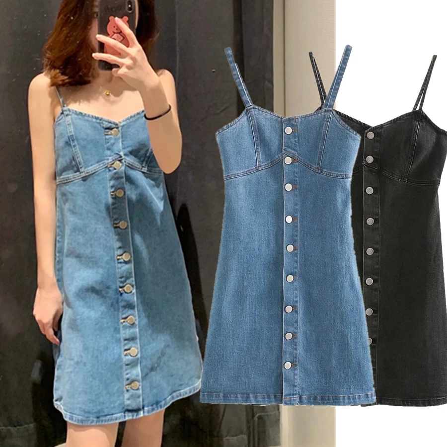 

Jenny&Dave Mini Dress Vestidos Summer Dress Women Ins Fashion Blogger Vintage Single Breasted Denim De Fiesta De Noche Vestidos