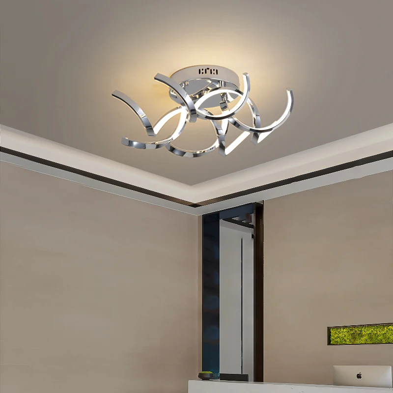 Lámpara de techo de led de techo moderna para sala de estar, dormitorio, cocina, cuerpo de aluminio, cromado dorado, iluminación interior, Fixtur