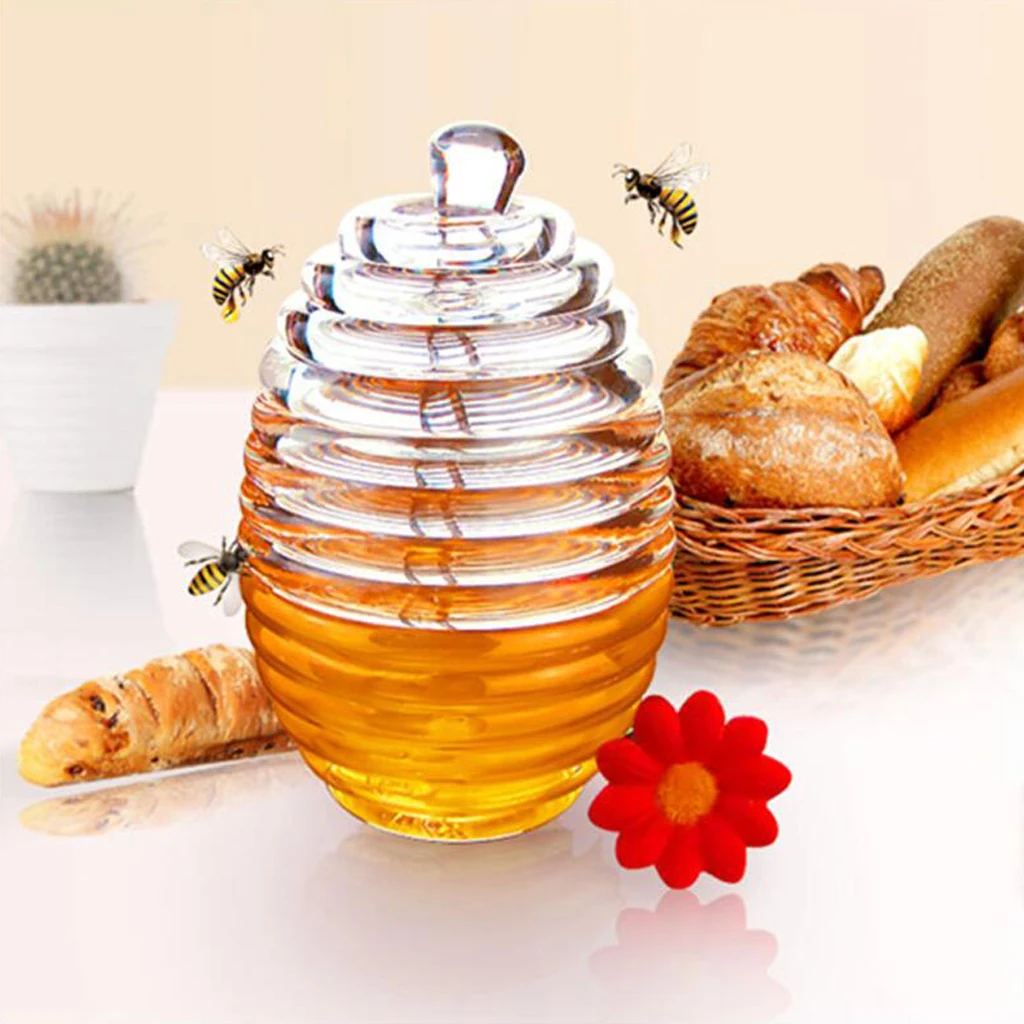 

Honey Jar High Borosilicate Glass Honey Pot with Dipper Spoon Small Kitchen Storage Jar Container For Honey Syrup