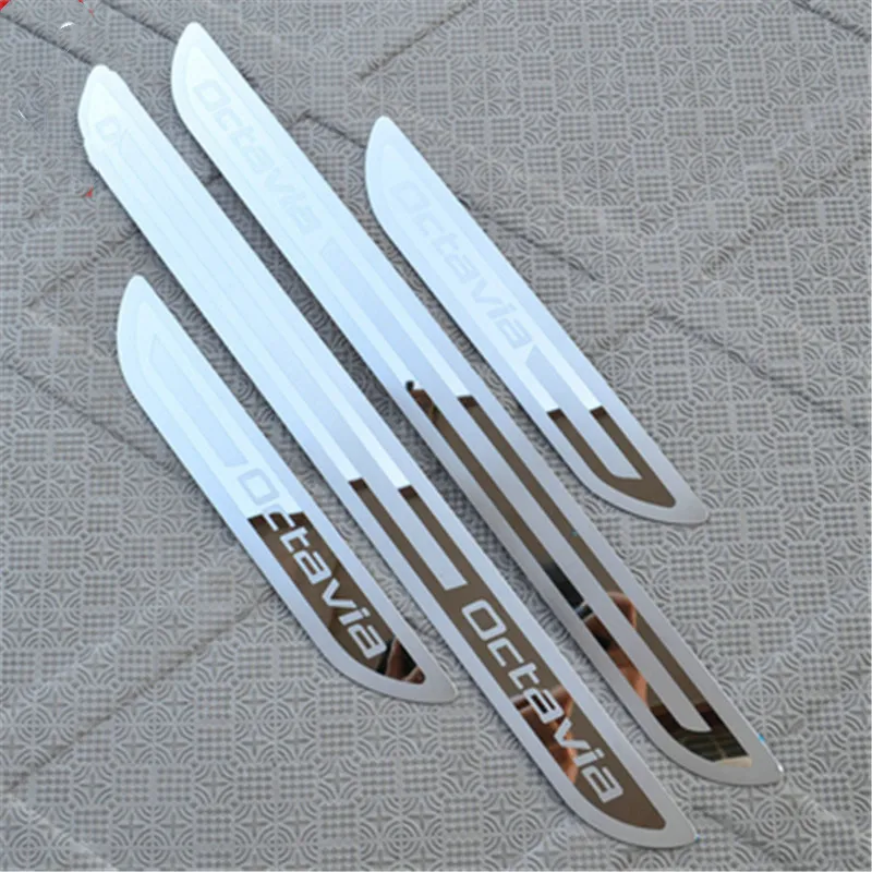 

Car styling for 2007-2014 Skoda Octavia A6 stainless steel ultrathin car door sill scuff plate welcome pedal threshold