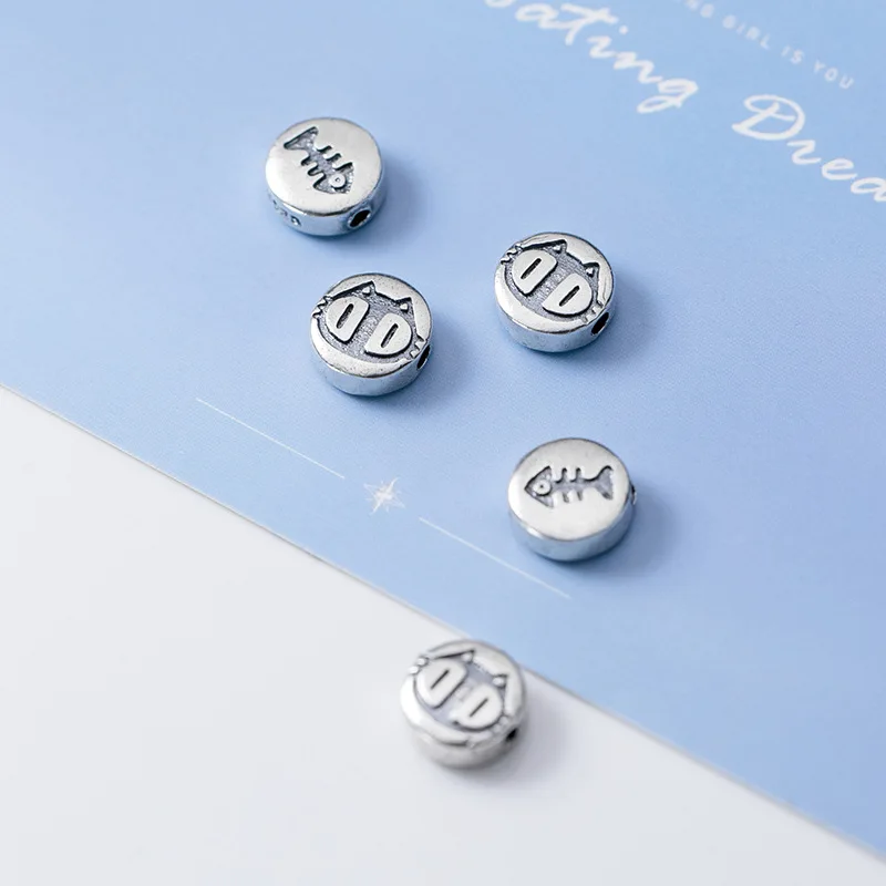 Бусины из серебра 100% пробы матовые 925 с гравировкой по бокам