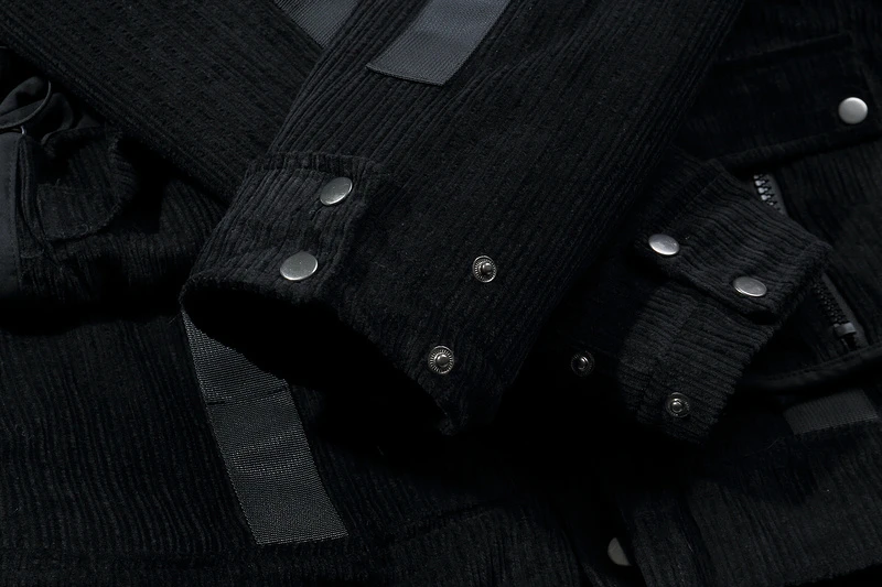 Зимняя куртка мужская Techwear черные толстые теплые куртки пальто с меховой отделкой