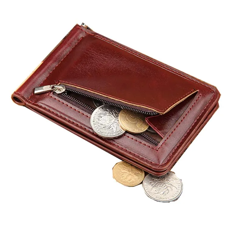 

Business Slim Money Clip Bifold Short Wallets for Men Multi Card Slots Pu Leather Luxury Protect Cards Case Wallet Metal Clips