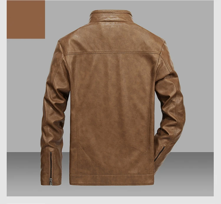 

Zoulv 2021 Men Autumn Solid Stand Collar Fashion Men Jacket Jaqueta Masculina 5XL 2021 High Quality PU Leather Jackets