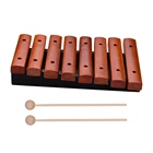 Музыкальный инструмент, деревянный ксилофон с 8 нотами, включает в себя 2 деревянных молотка для детей Обучающие музыкальные игрушки