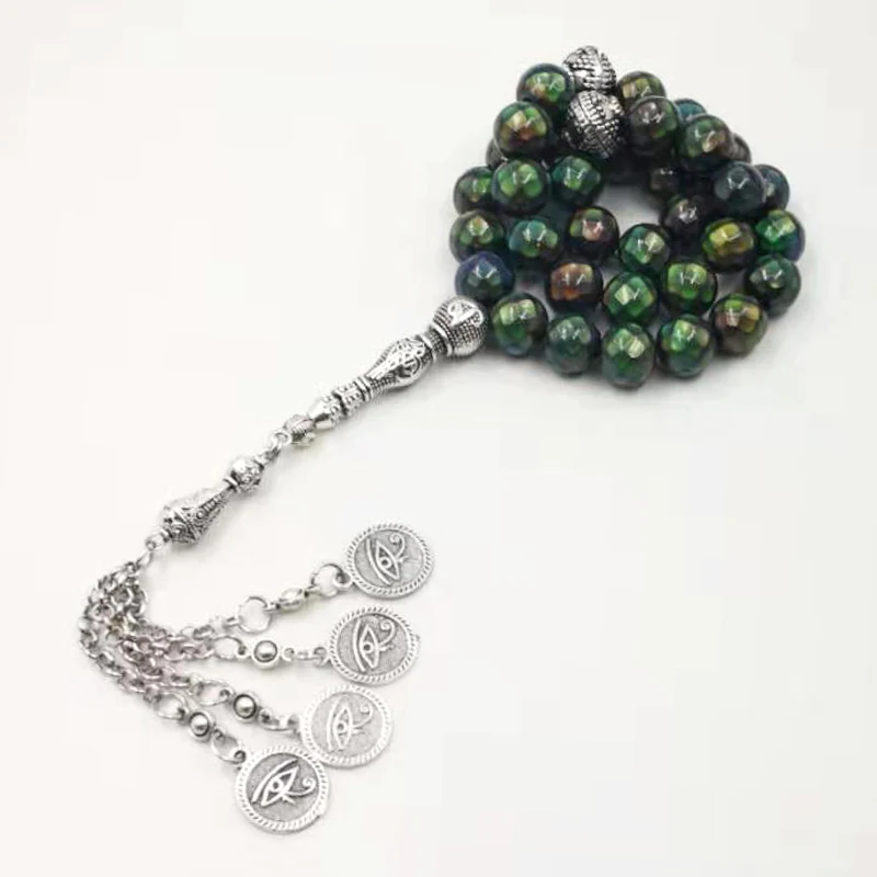 Фото Tasbih Специальное обесцвечивание температуры Мисбаха Мусульманский мужской подарок Натуральный гематит 33-тройные бусины Исламские четки №1