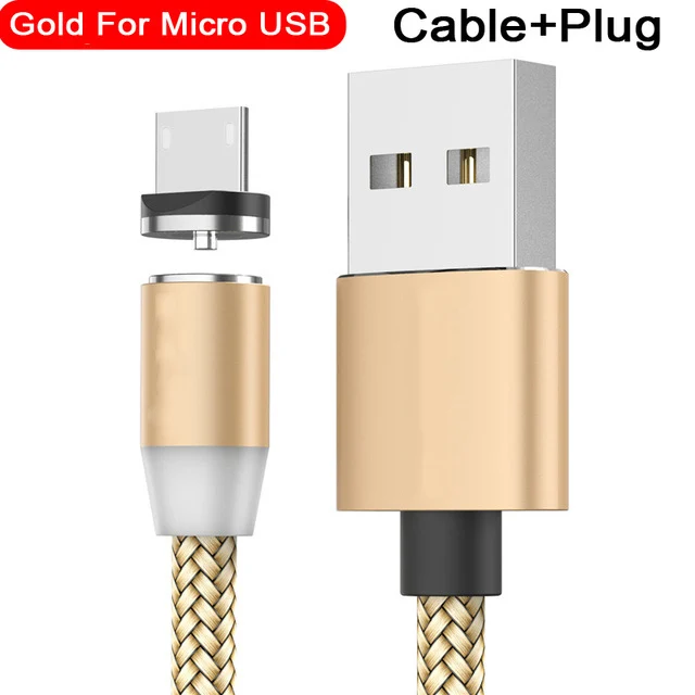 Магнитный кабель USB для быстрой зарядки кабель usb type C Магнитный кабель для зарядки данных Micro USB кабель для мобильного телефона USB шнур - Цвет: For Micro Gold