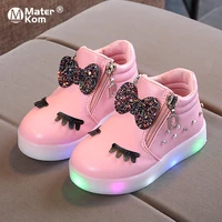 size 21 30 children glowing sneakers kid princess bow for girls led shoes cute baby sneakers with light shoes krasovki luminous