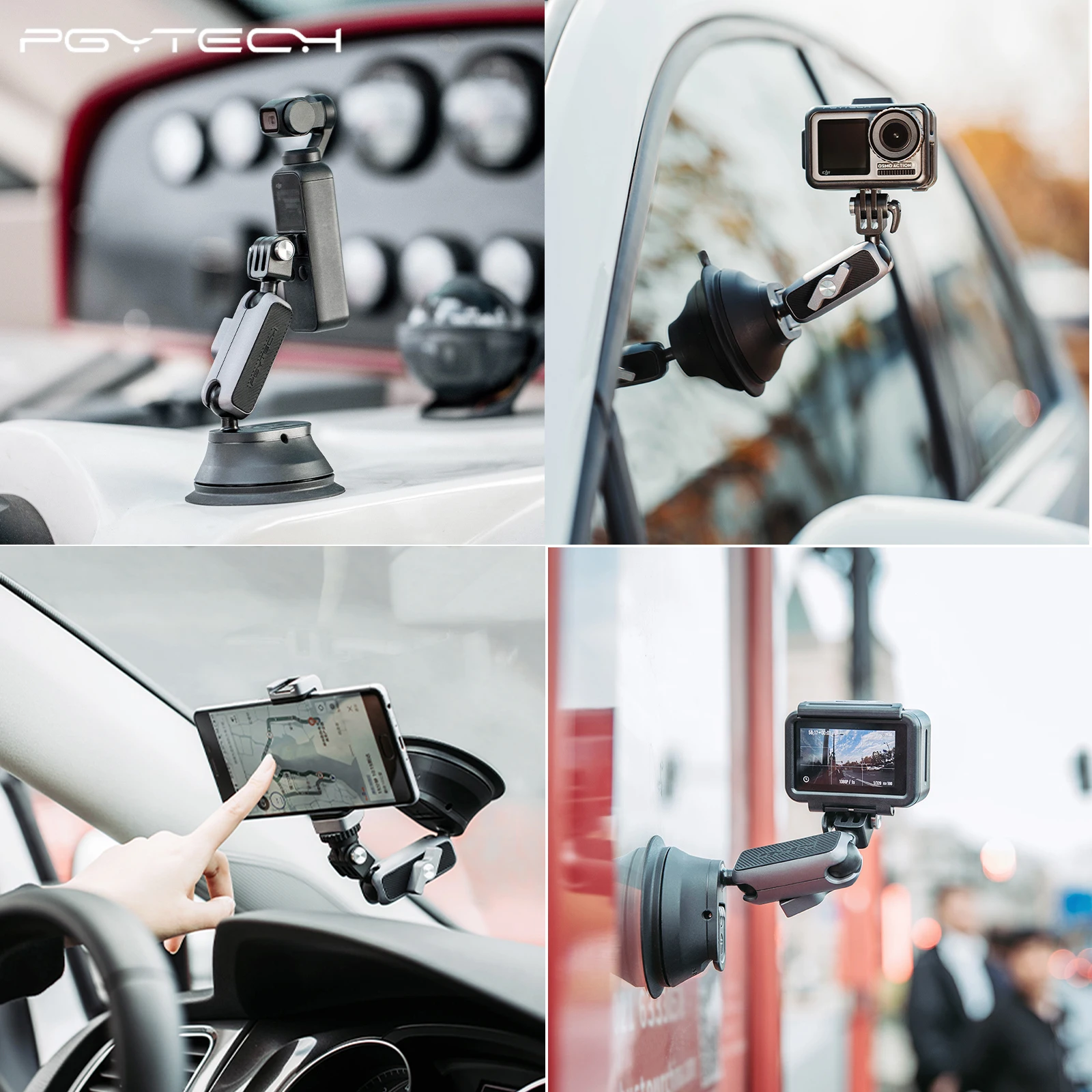 PGYTECH Универсальное крепление Insta360 One R присоска 3 осевой карданный 4K Sucker DJI Osmo