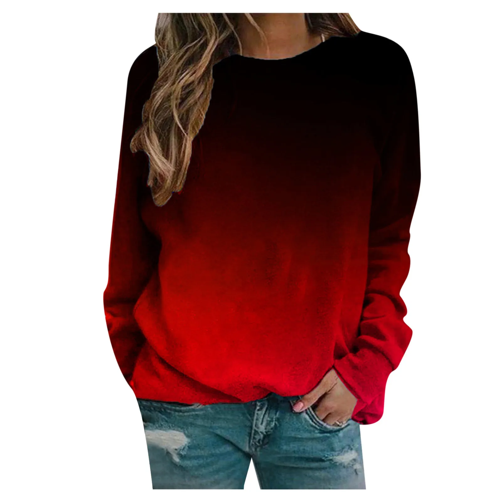 

Gradient Print Sweatshirt For Women Vintage Clothes Long Sleeve Loose Pullover Top Streetwear Female Crewneck Sweatshirts